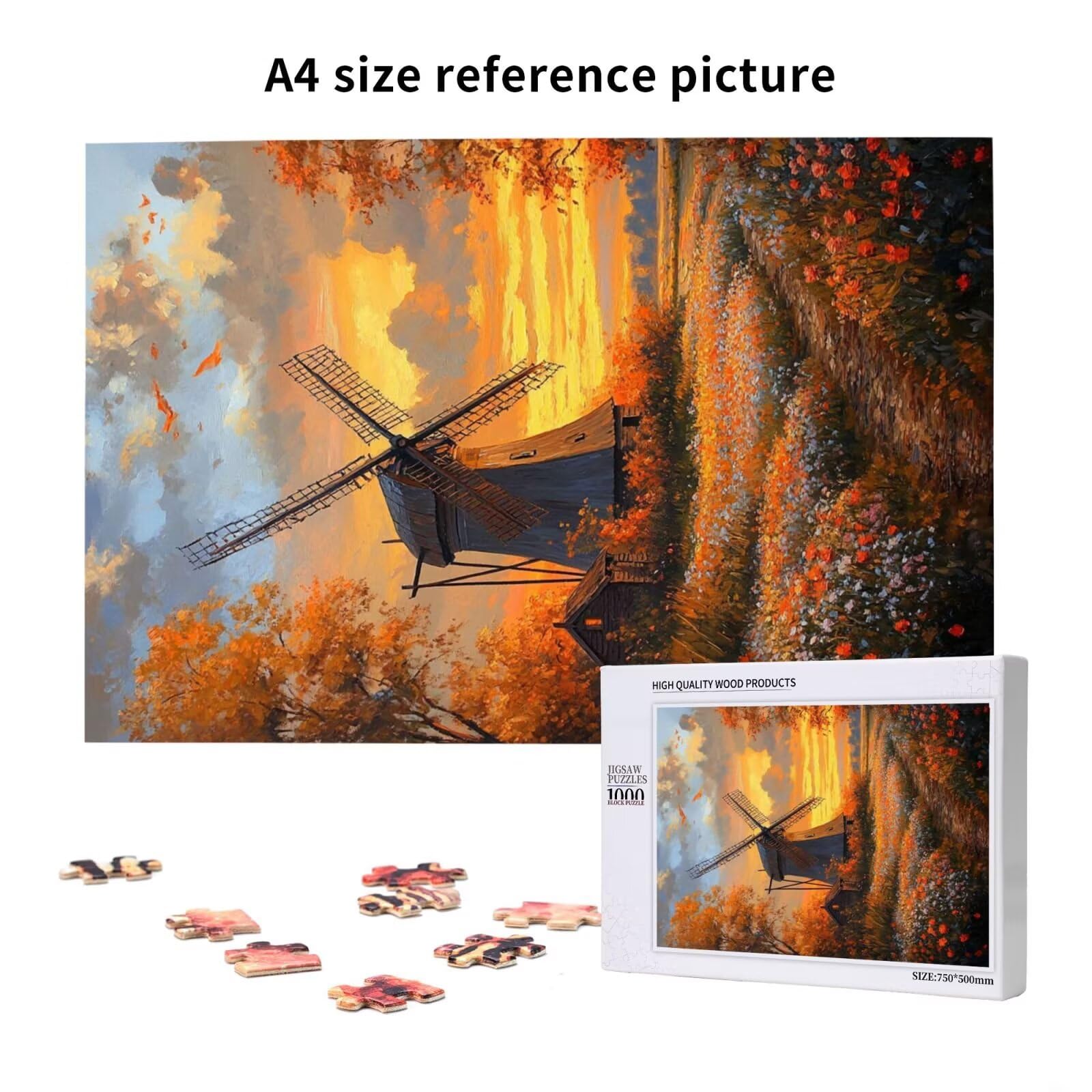 Puzzles Paisaje 1000 Adultos, Puzzle Otoño con Cajas y Cartel, Juego Clásico de Puzzle Arte para Entretenimiento Adultos, Regalos de Decoración del Hogar para Pasatiempos Creativos de Mujeres 2T-1448