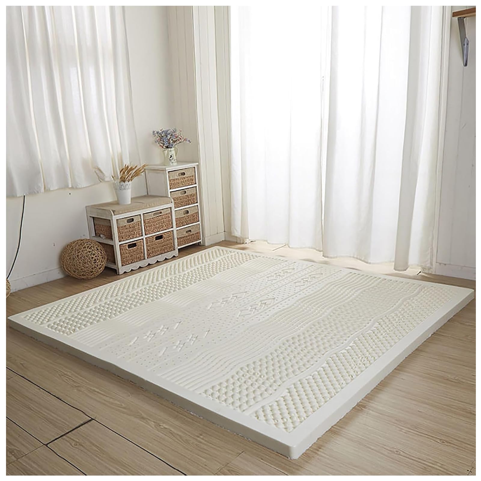 Cubrecolchón de látex natural orgánico viscoelástico cómodo transpirable y duradero para cama