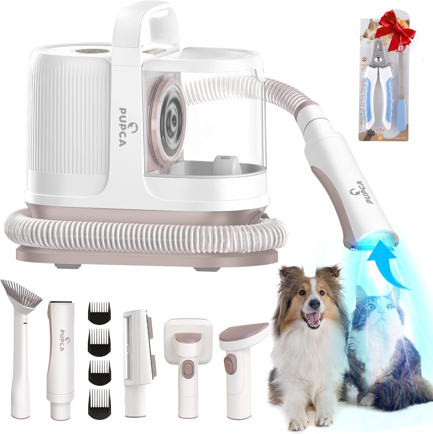 PUPCA Pet Grooming Vacuum Kit,Dog Vacuum for Shedding