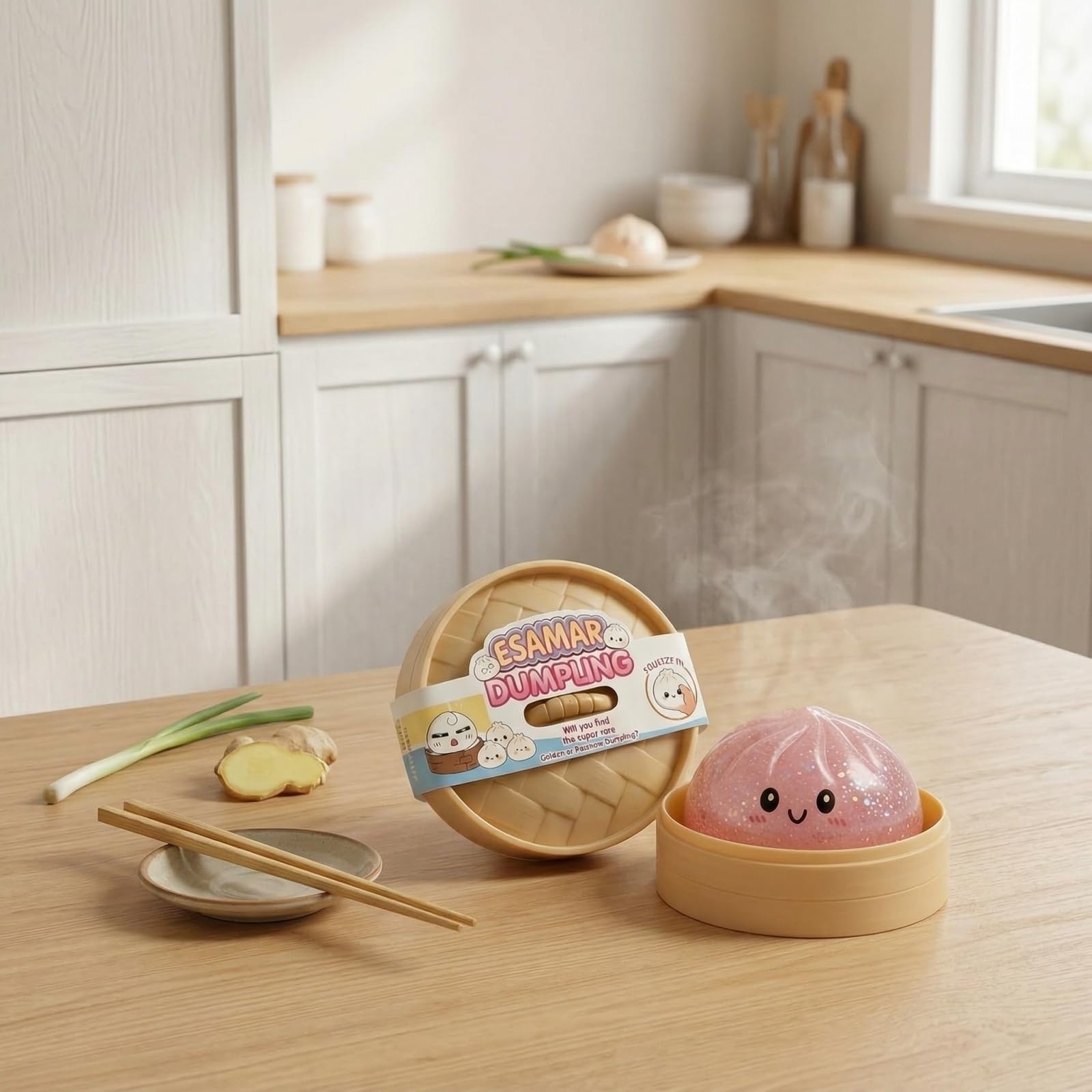 Glitter Dumpling Squishy, Gigante Squishy Ravioli per Adulti e Bambini, Giocattolo Antistress Con Vaporiera, Morbida Pallina Antistress, Palla per ufficio, scuola e viaggi
