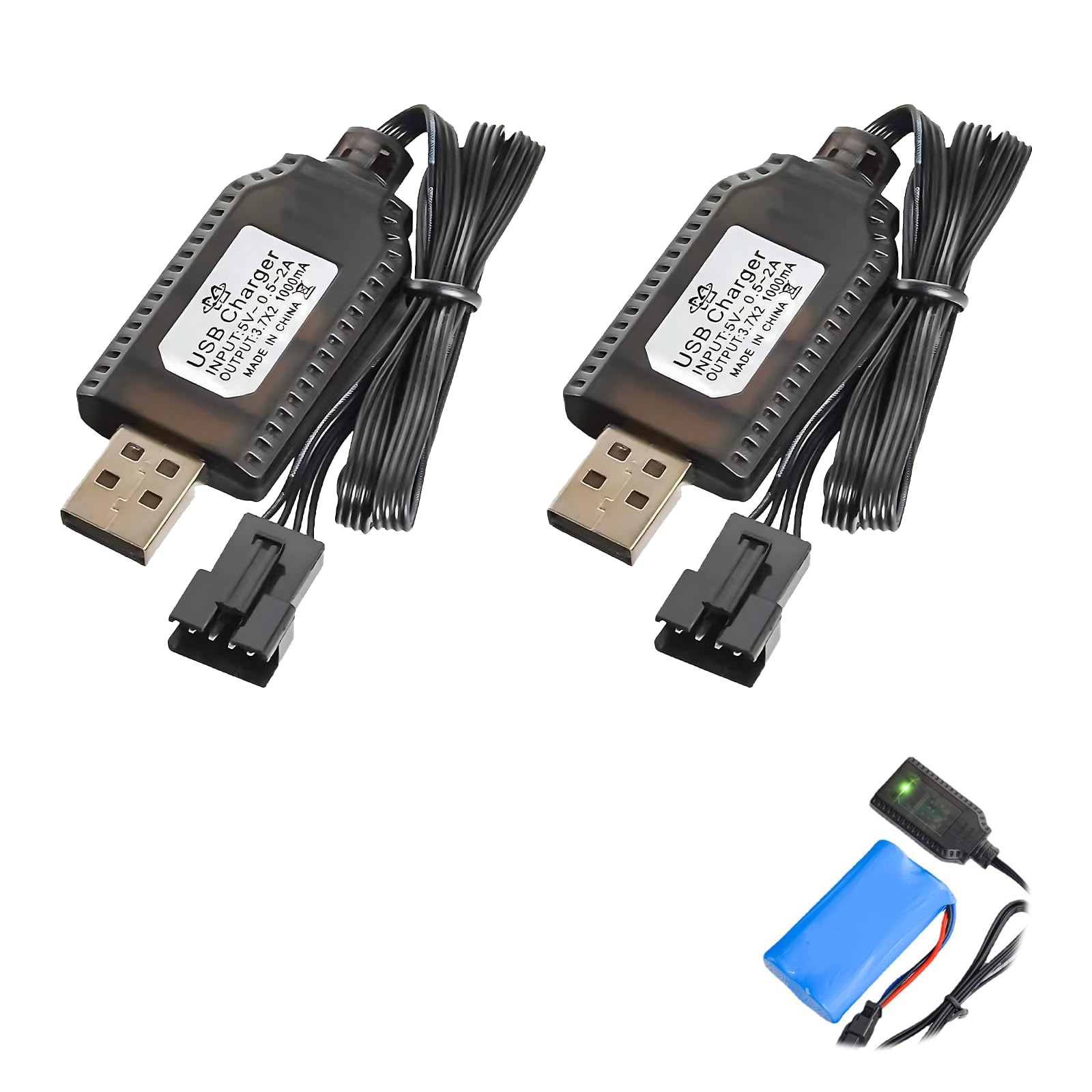 2SZT. 7,4 V USB kabel ładujący z łącznikiem SM-4P, kabel ładujący RC do akumulatora LiPo Plug Zabawki Efektywne ładowanie Kompatybilne z samochodem, łodzią, samolotem, dronem i innymi sterowanymi