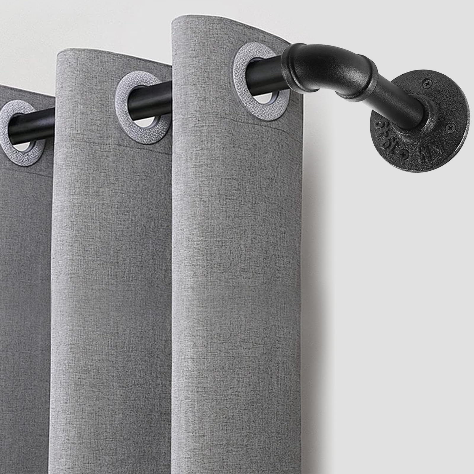 PUWOWYE Bastone per tende nero estensibile, bastone tenda soffitto industriale, Bastone Tenda possono diametro 25 mm, Bastoni per Tende Estensibili per finestre, 80-220cm