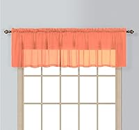 Vista 8 de Interior Trends 1 cenefa recta para cortina de ventana con bolsillo para barra de gasa transparente (18 pulgadas de largo, ladrillo)