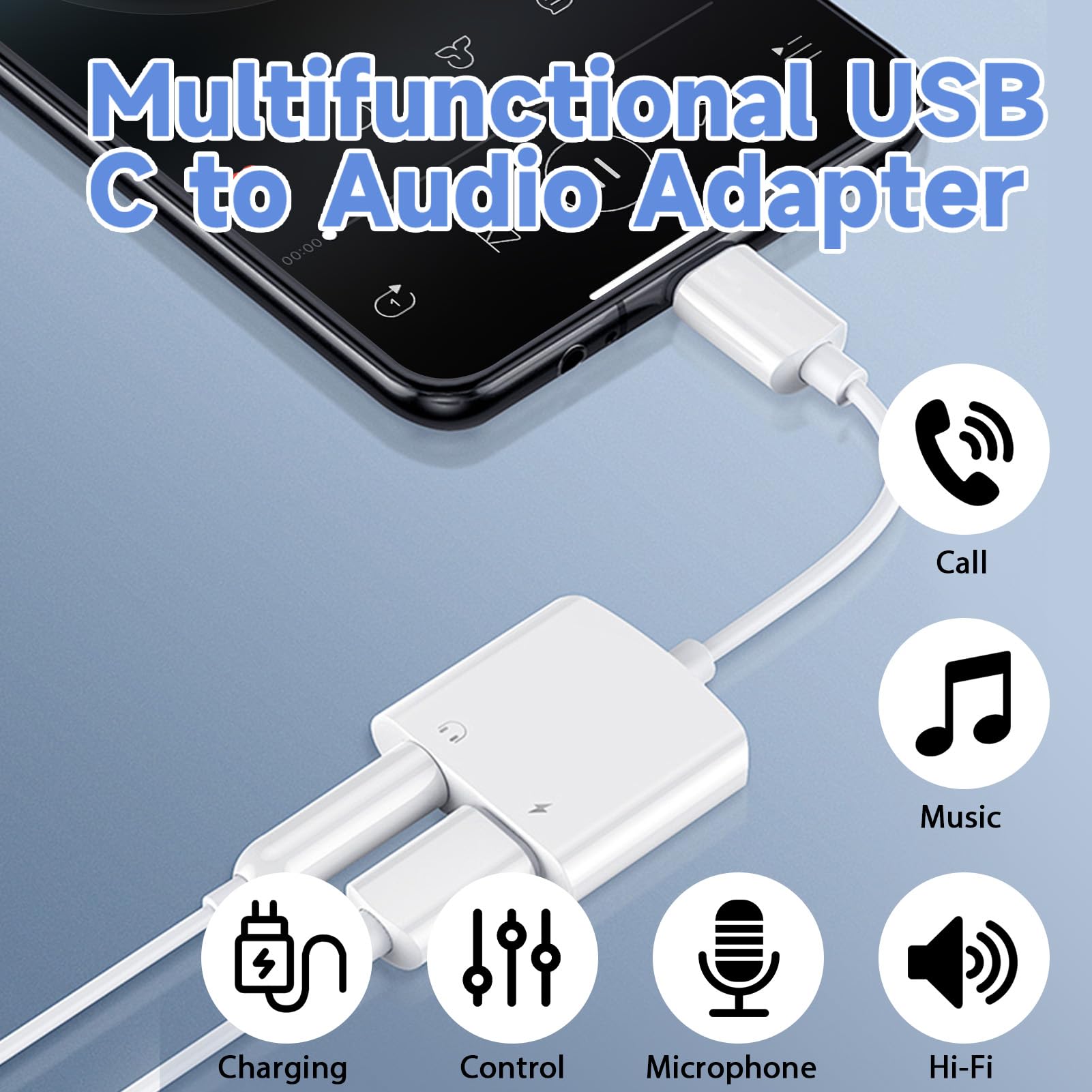 Adaptador USB C a 3.5 mm para auriculares y cargador, 2 en 1 tipo C a Jack Aux Dongle cable con carga rápida PD para iPhone 15/16 Plus/Pro/Max iPad Galaxy S22/S23/S24 Ultra Pixel (3)