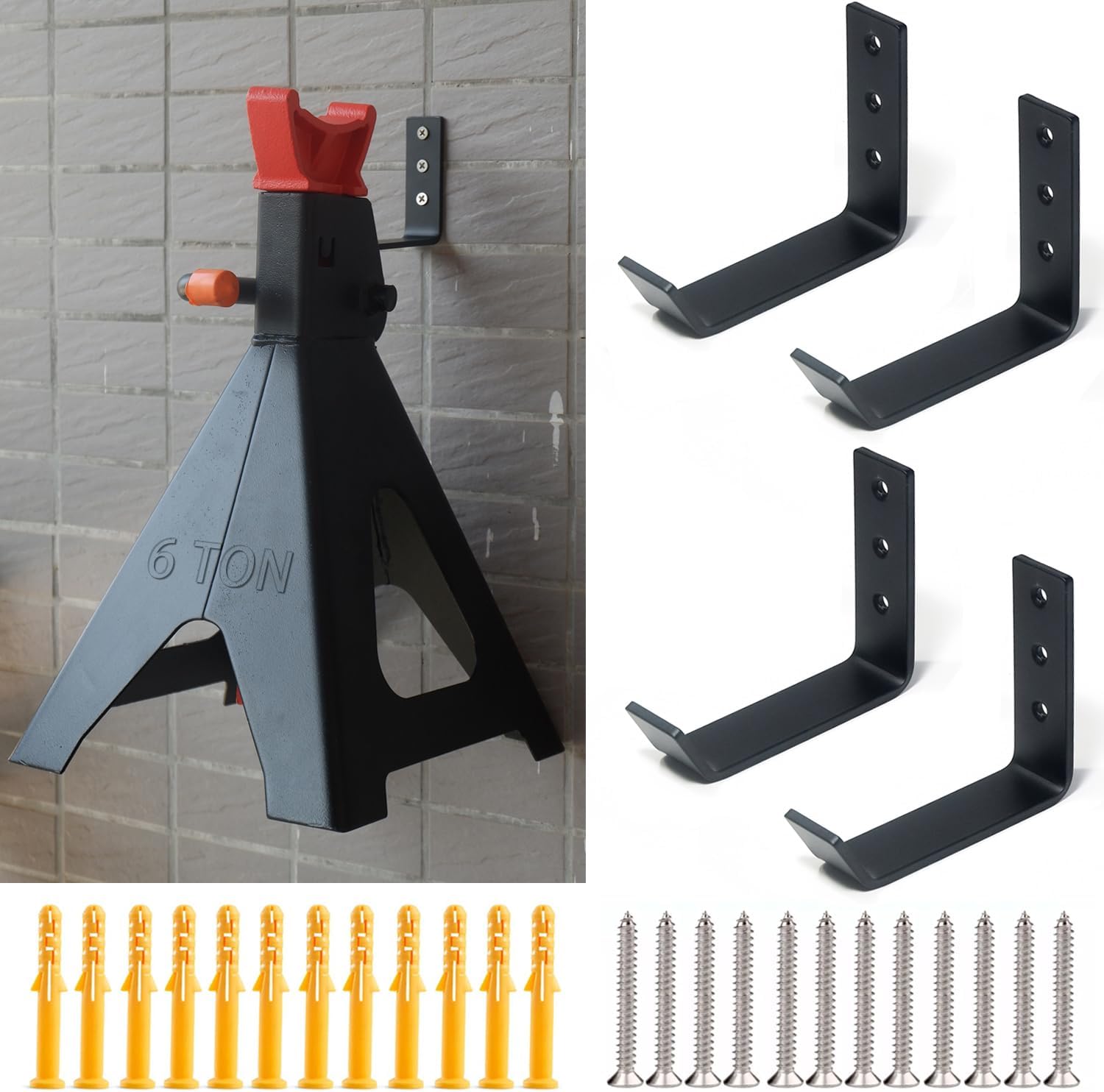 Aucuqu 6 Ton Jack Stands Wall Mount Organizer, Heavy Duty Stainless Steel Holder