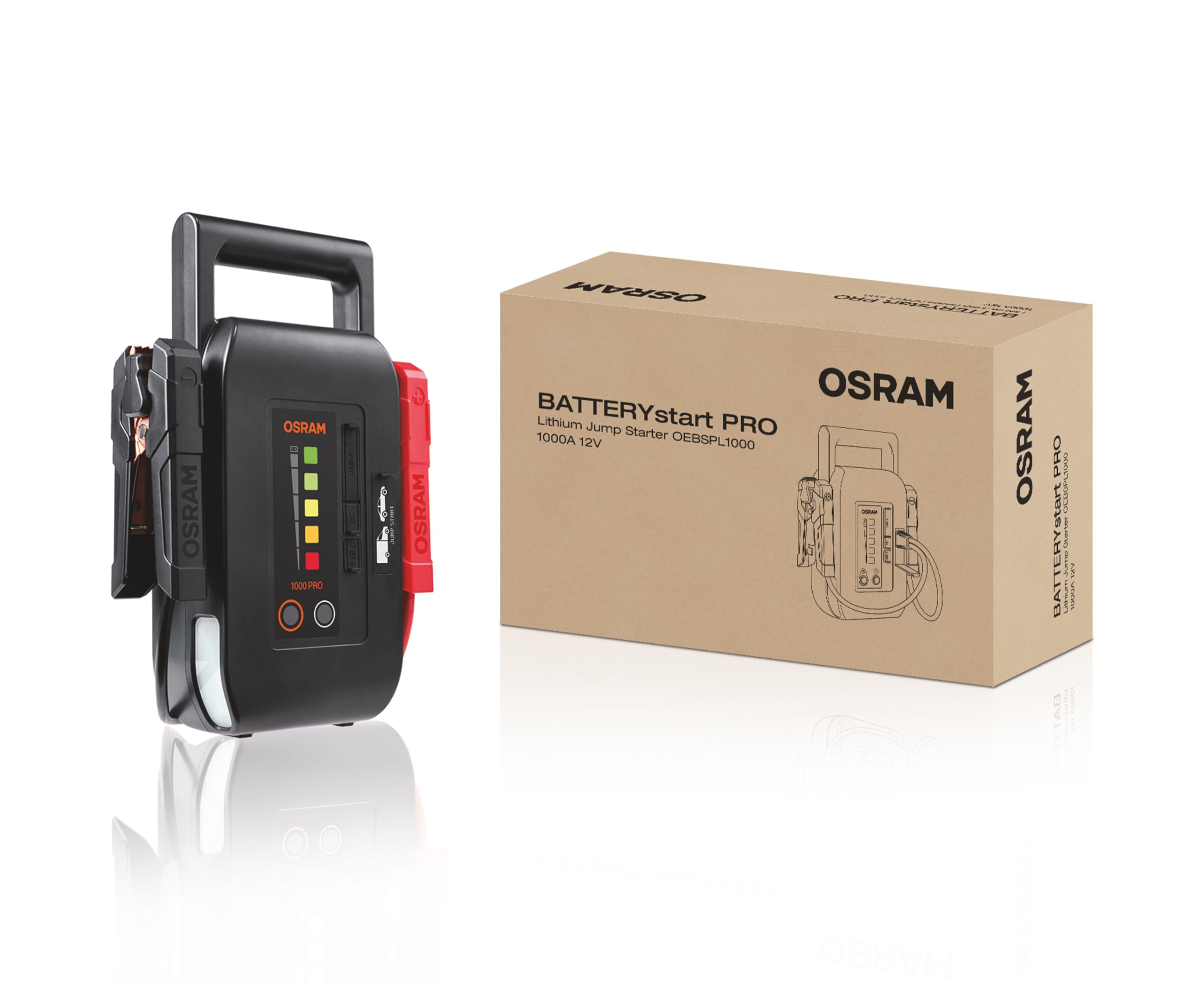OSRAM BATTERYstart PRO 1000,OEBSPL1000, avviatore di emergenza agli ioni di litio e cobalto per officine professionali, per auto e furgoni di piccole/medie/grandi dimensioni