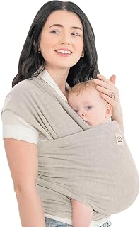 KeaBabies Original Baby Wrap Carrier Sling - Newborn to Toddler, IHDI Certified Hip-Healthy, Breathable Hands-Free Bonding (Stone Gray)