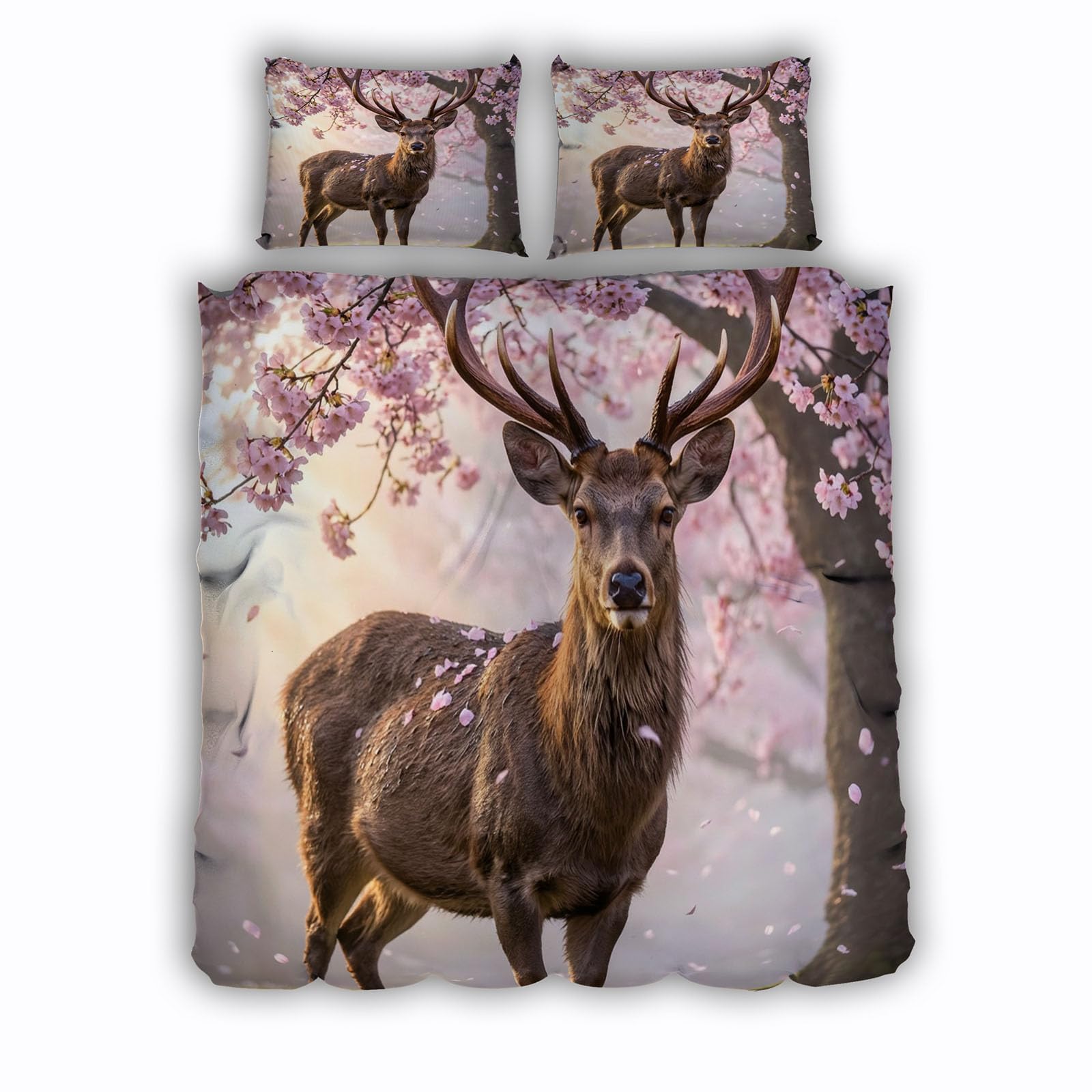 Linge de lit cerf imprimé 3D en tissu microfibre ultra doux texturé