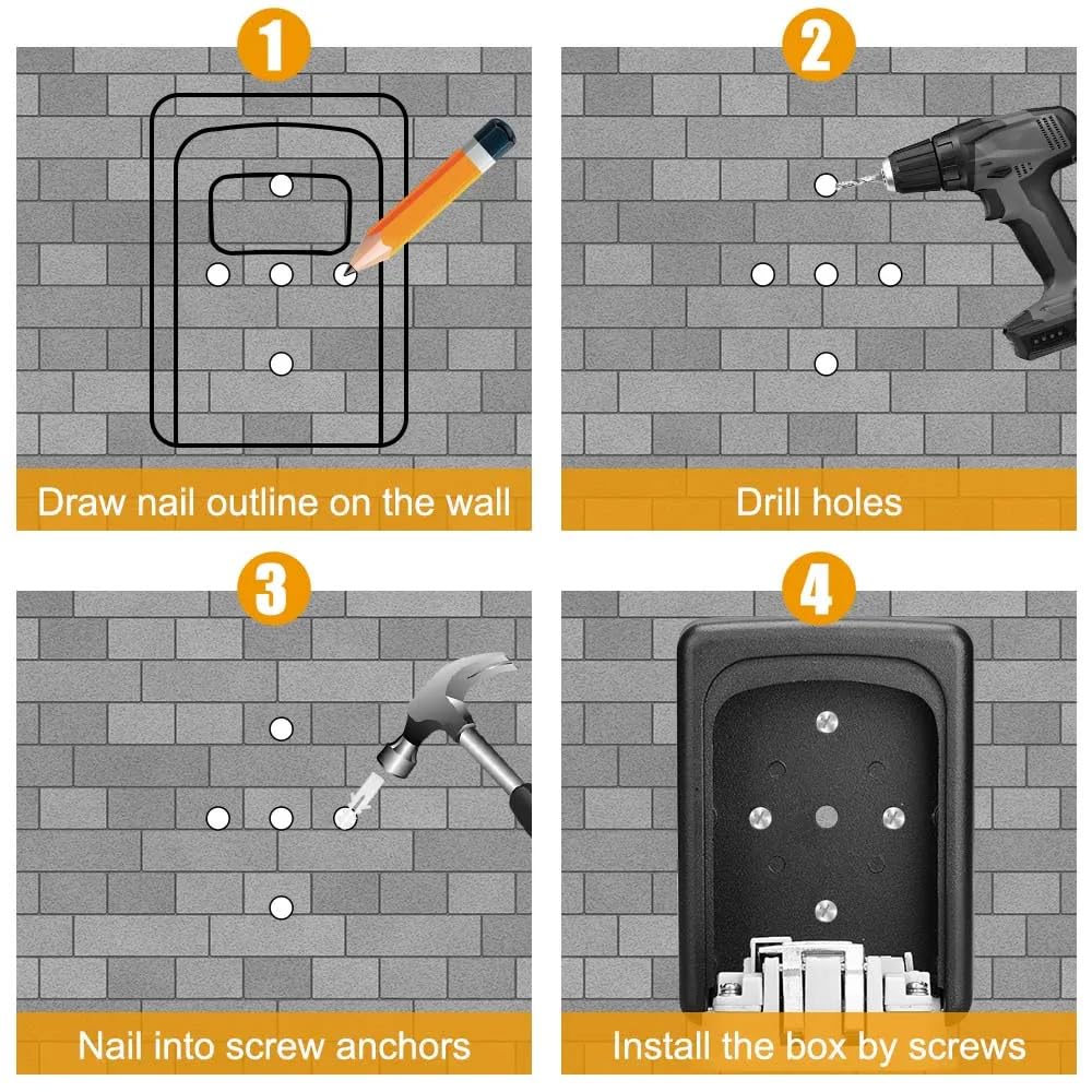 Key Safe, Key Safe with Number Code, Key Safe, Outdoor Key Box with Code for Outdoors Key Safe with 4 Digit for Home Garages - Image 3