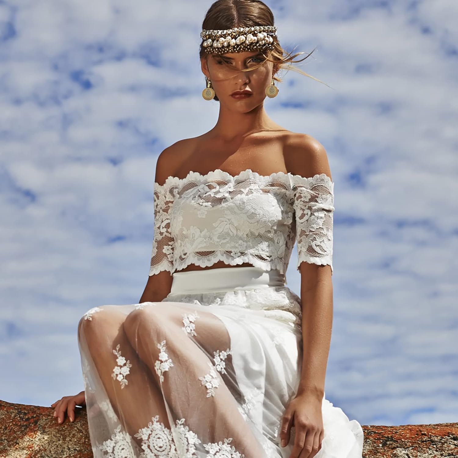 2 Pairs Bohemian Earrings For Women Dangle Boho Earrings Vintage Boho Ethnic Earrings Hollow Out Hoop Spiral Earrings Handmade Jewelry (2 Pairs Set) - Image 3