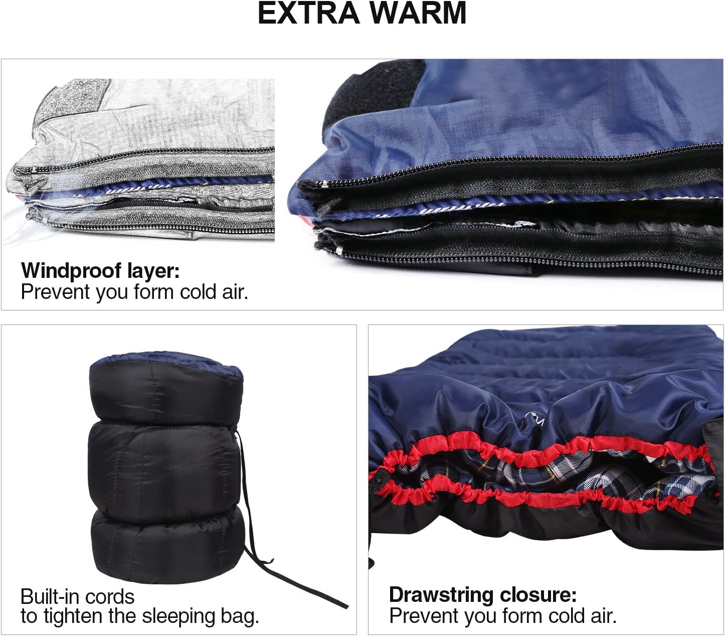 REDCAMP XL slaapzak katoen warm volwassenen slaapzak comfortabele en
