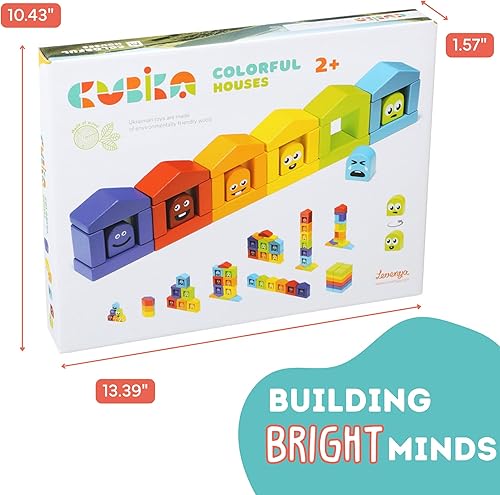 Miniatura 43 de CUBIKA Camión grúa de madera – Juego de vehículos de construcción magnética para niños pequeños a partir de 18 meses – Juguete Montessori