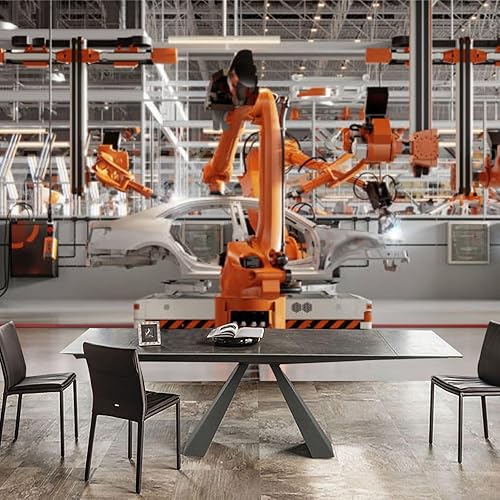 Miniatura 3 de Papel tapiz de línea 3D con brazos robóticos, piezas de soldadura, despegar y pegar, autoadhesivo, extraíble, mural de pared, adhesivo adhesivo para