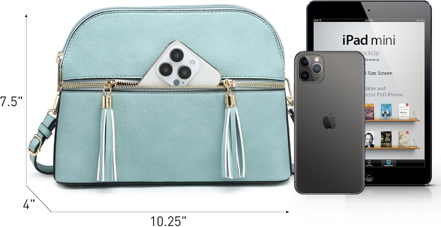 Dasein Women Tassel Zipper Pocket Crossbody Bag Shoulder Purse Fashion Travel Bag with Multi Pockets - Image 4