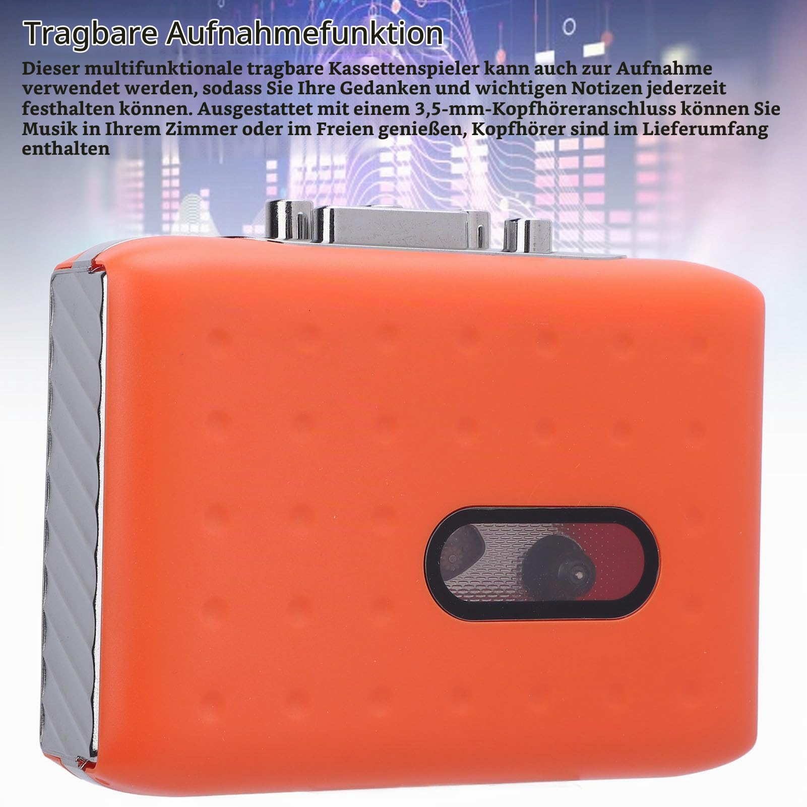 Tragbare Kassettenspieler und -rekorder, Tonbandgerät, Integriertes Mikrofon und Kopfhörer, USB C-Übertragungsanschluss, mit Kopfhörer, Kassetten Musikplayer in MP3 Konverter
