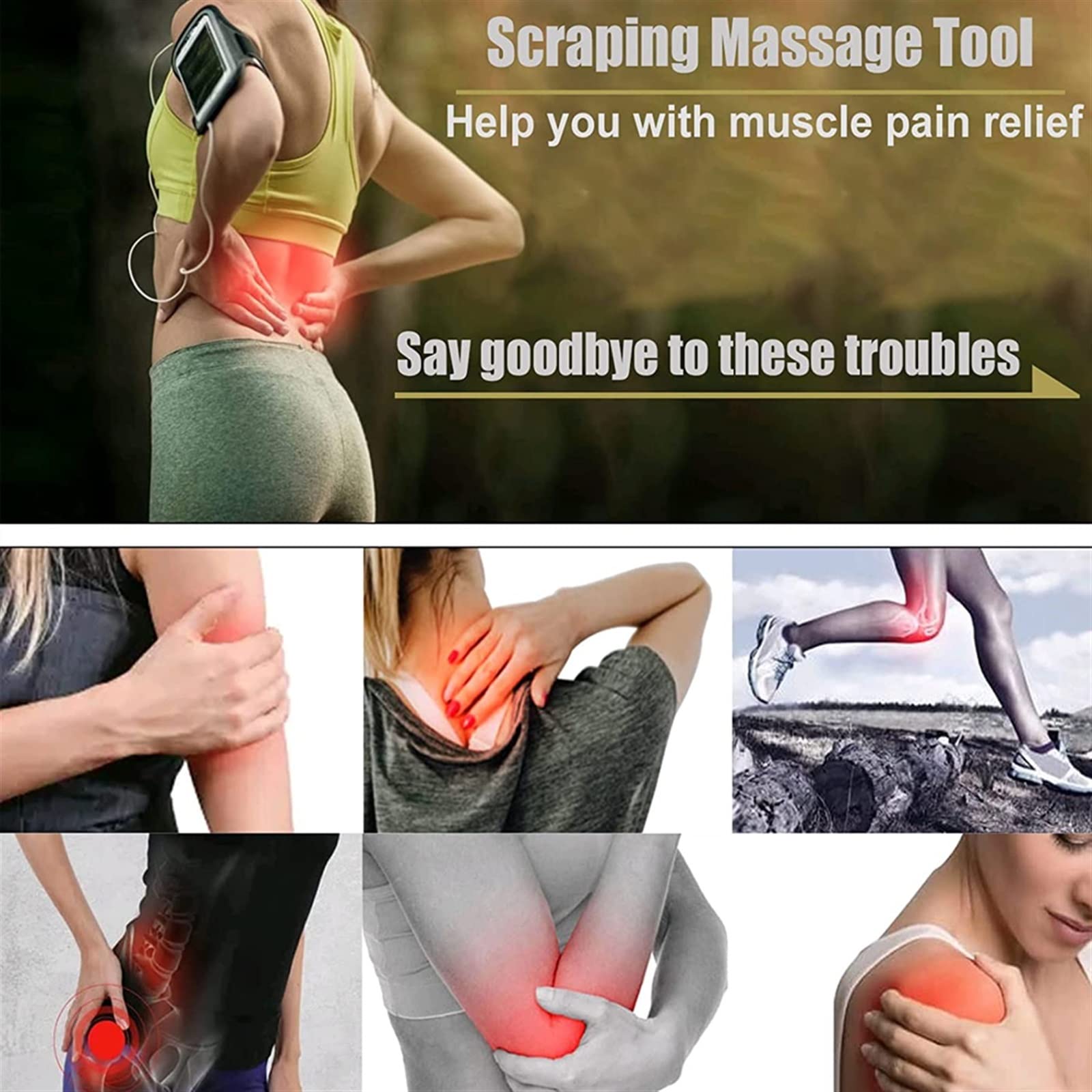 MOBYAT Herramienta de Masaje for raspar Gua Sha de Acero Inoxidable, Ayuda a aliviar los músculos doloridos, Gran Herramienta de movilización de Tejido Suave for Brazos y piernas traseras, 1 Uds.
