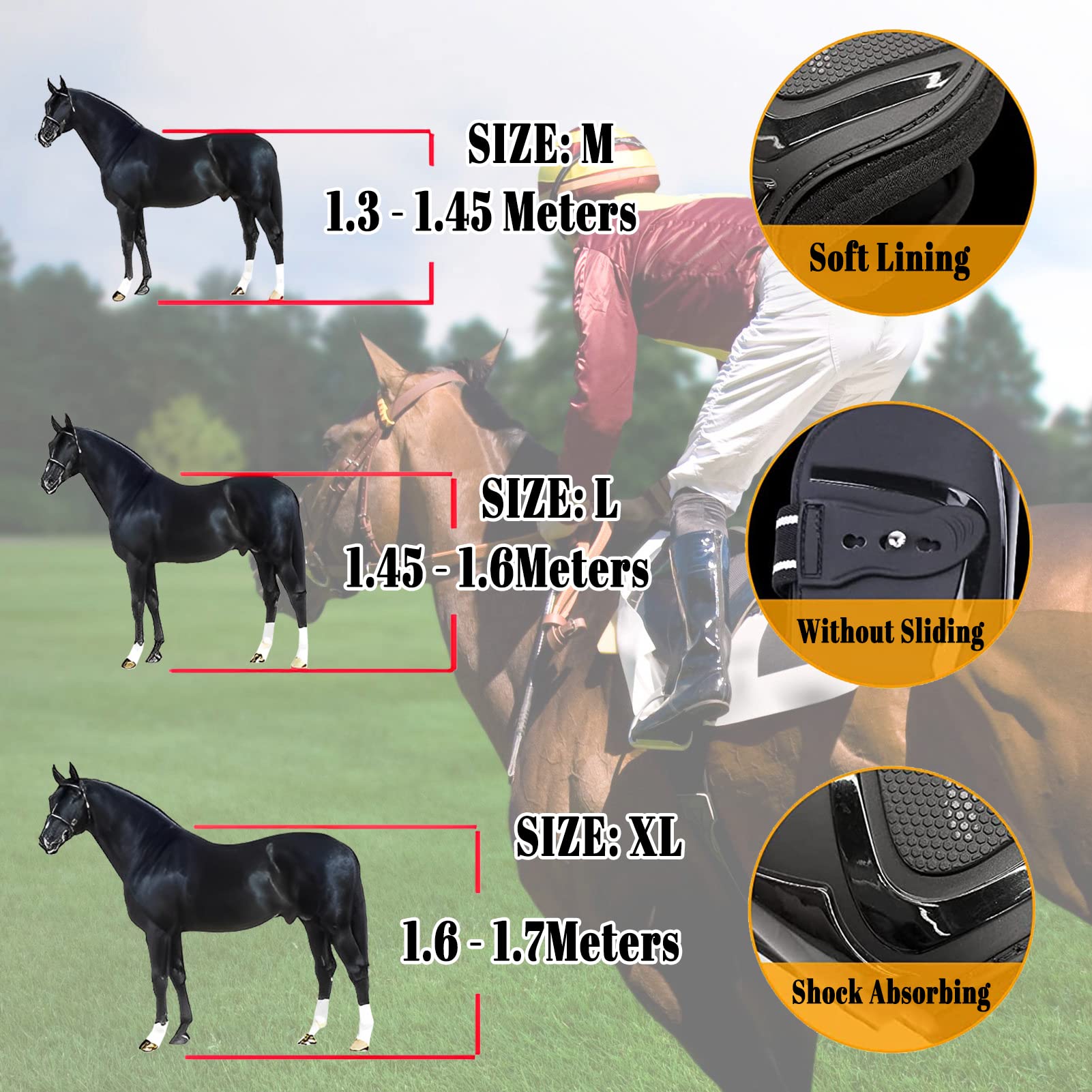 4PCS Protezione per Le Gambe del Cavallo, Stivali Elastici per la Protezione del Cavallo Addensare Stivali da Salto Anteriori in PU Protezione per Le Gambe, Protezione per Le Gambe delle Gambe