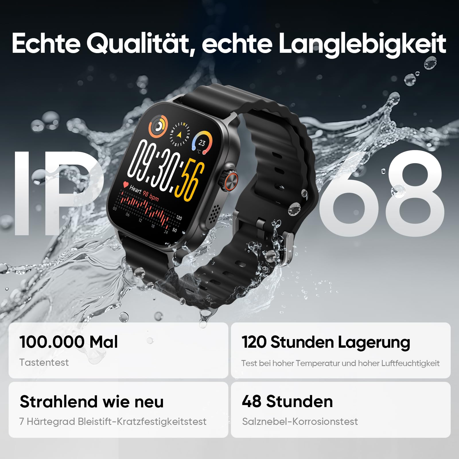 realme Watch 5 Smartwatch, 1,97 Zoll AMOLED Touchscreen, Independent GPS, NFC-Zugang, Bluetooth Anrufe, 108 Sportmodi, Blutsauerstoff/Schlafüberwachung, IP68 Wasserdicht, 16 Tage Akkulaufzeit, Schwarz