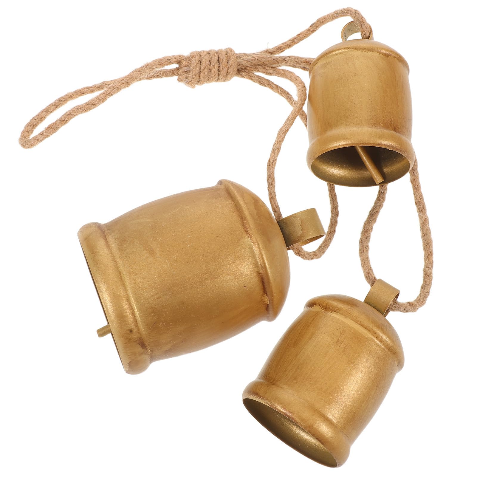 TOYANDONA 3 Piezas Campana Decorativa Navideña de Metal con Cuerda de Yute