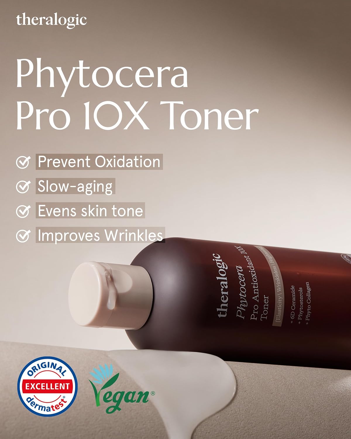 Phytocera Pro Antioxidant 10X Toner - Ceramide Elasticity Age-Defying Essence Toner with Collagen, Hyaluronic Acid - Vegan and Dermatologically Tested, 9.48 fl.oz.