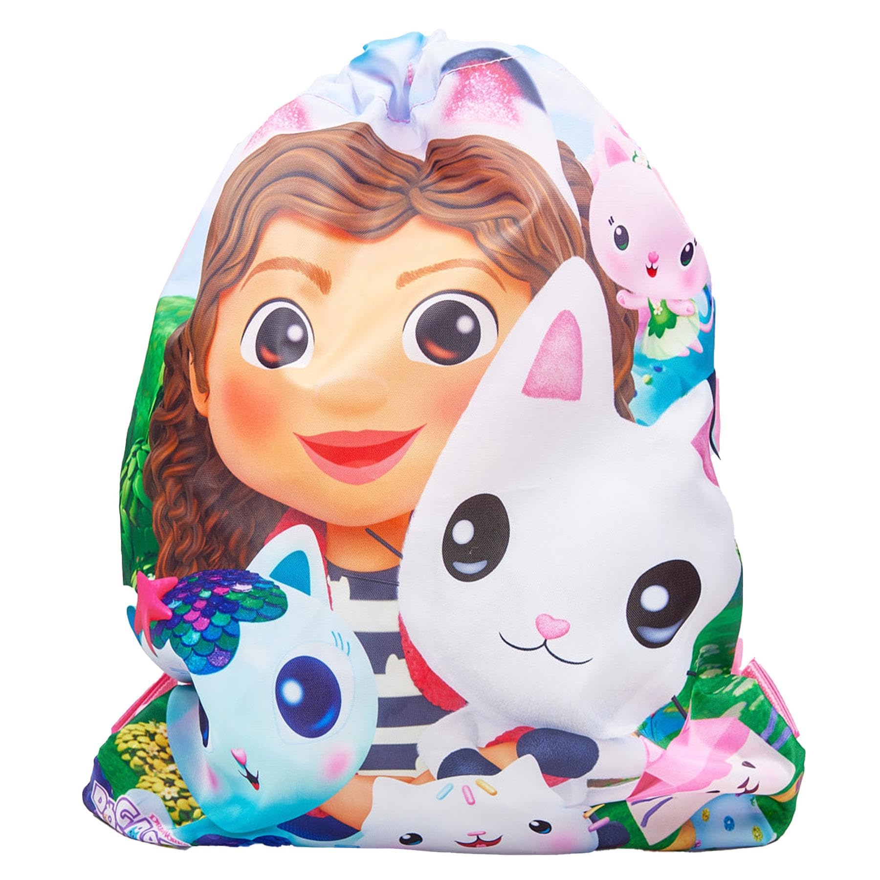 Kids Girls Gabbys Doll House Cats Trainer Bags Officially Licensed Nursery School Sports Travel Swim Camping Beach PE KIT Adjustable Drawstrings Lightweight Backpack Outdoor Sports Gear