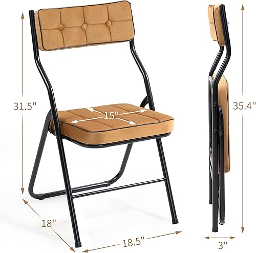 Miniatura 3 de HOMEFUN Paquete de 4 sillas plegables acolchadas, sillas de comedor plegables con cojín, asiento adicional portátil y ensamblado para invitados