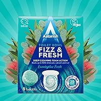 Vista 2 de Astonish Limpiador espumoso de eucalipto para inodoro, limpieza profunda, calcio y óxido, sin botella, elimina las manchas duras, caja de 8 tabletas