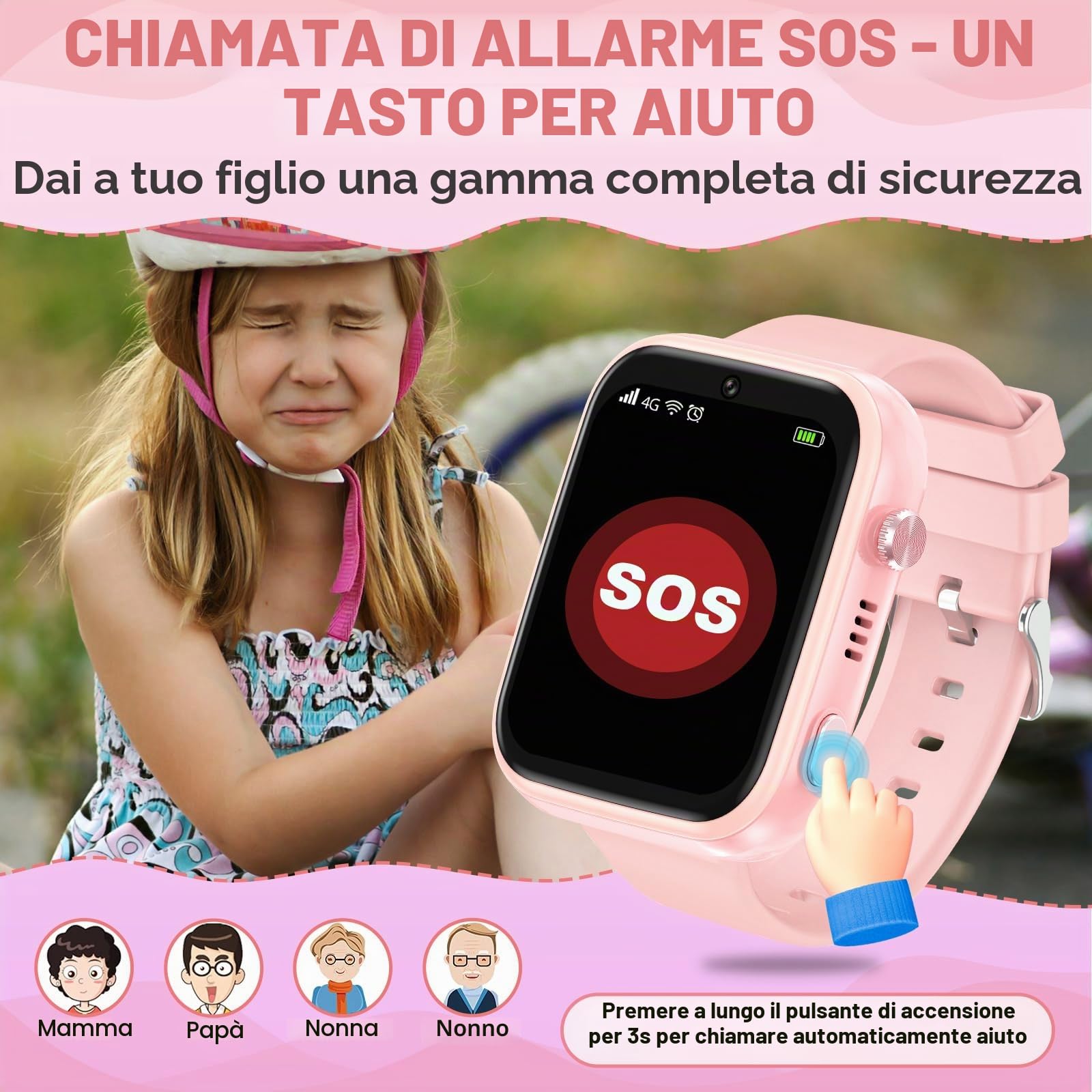 OKYUK 4G Smartwatch per Bambini GPS Localizzatore GPS Stili di Scrivania Multipli a Scelta Chiamate Bidirezionali Emergenza Immagine SOS WiFi Schermo Touch Impermeabile per Bambini 4 – 12 Anni e