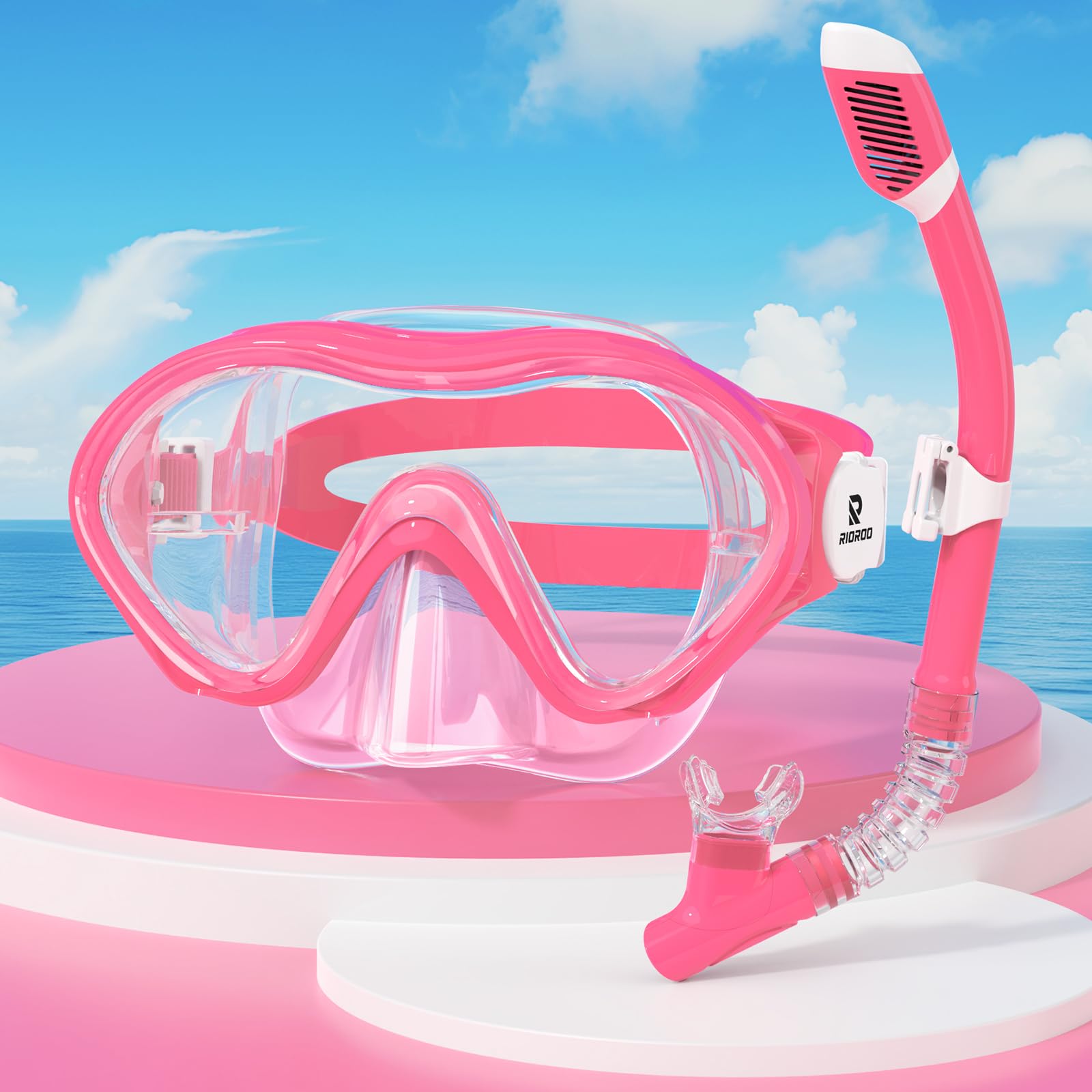 RIOROO Taucherbrille Kinder,Schnorchelset Kinder für Jungen Mädchen,schwimmbrille kinder mit Nasenabdeckung Anti Nebel Anti-Leck Tauchmaske 180°Panorama HD Schwimmmaske für Kinder 4-14 Jahre