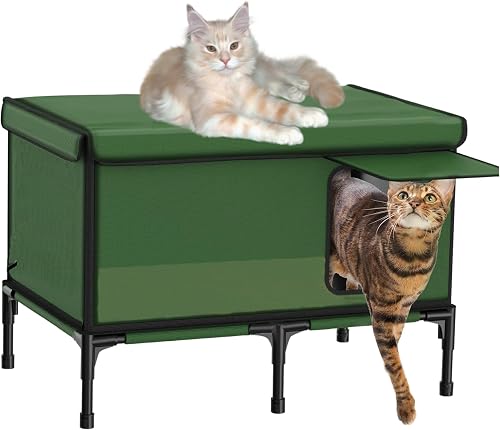 Large Heated Cat Shelter for Outside,House for Outdoor Cat in Winter,Outdoors Weatherproof Cats House,Stdily Cats House,Outside Heated Shelter,Pet Heating Pad,16 x 26 x 17 Inch