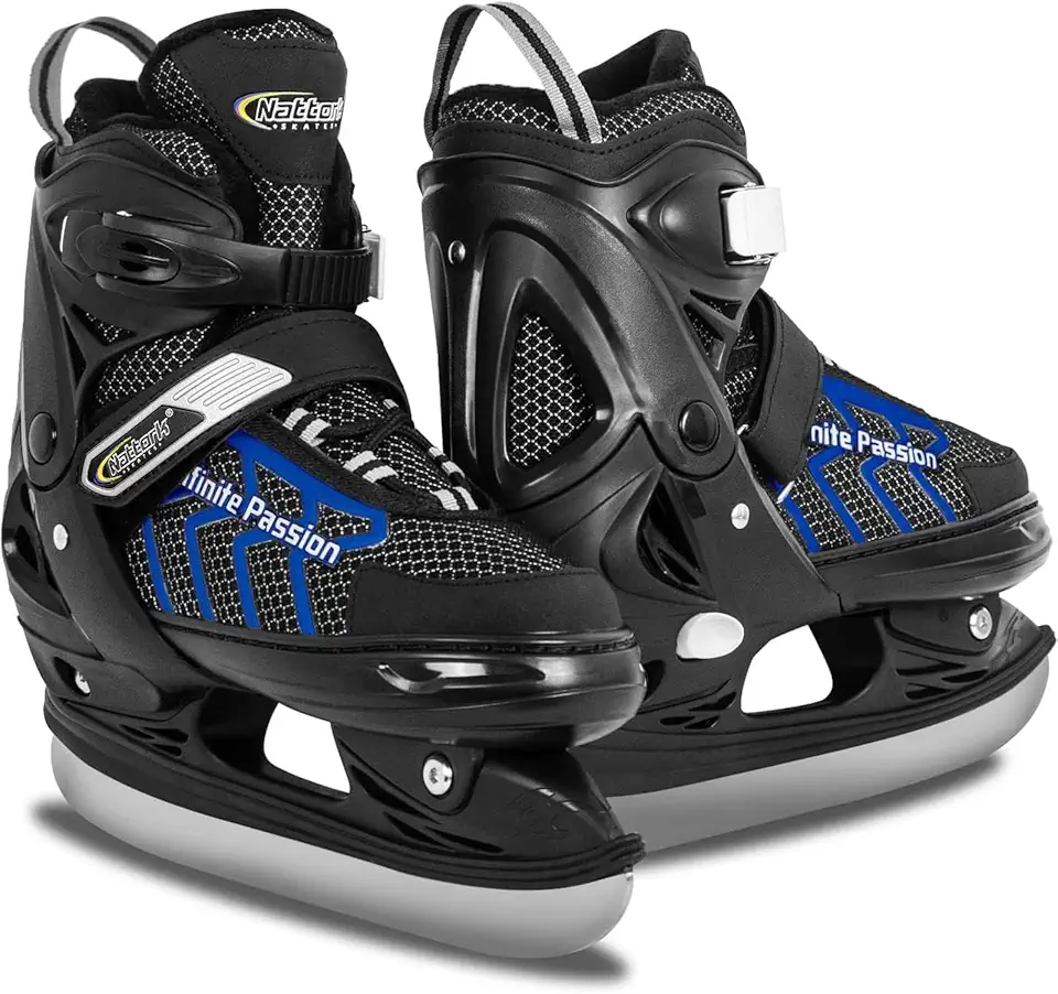 Nattork Adjustable Kids Ice Skate for Boys Girls Adult, Soft Padding and Reinforced Ankle Support Ice Hockey Skates for Beginners product image