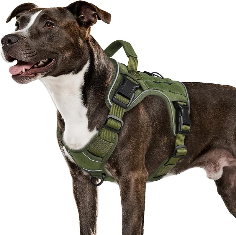 Peitoral Vest Tático para Cães Médios WINGOIN com Faixa Refletiva e 2 Argolas - Tamanho Médio