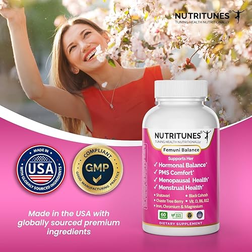 Miniatura 7 de Black Cohosh & Vitex (Chasteberry), Shatavari Menopausia & PMS Suplementos de apoyo para mujeres con equilibrio hormonal Femuni Balance 60
