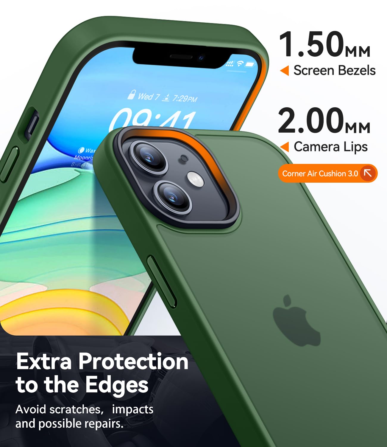 CANSHN Cover Opaca per iPhone 11, [Bordi Quadrati] Custodia Traslucida Opaca Protettiva Sottile Antiurto per iPhone 11 6,1 pollici - Verde Profondo