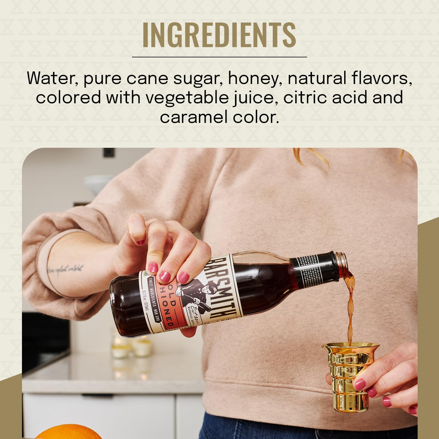 Barsmith Old Fashioned Mix, Classic Whiskey Drink Mixer with Sweetness, Cherry, Citrus & Bitters, Premium Non-GMO, Perfect for Bourbon Cocktails & Home Bars, 12.7 oz Bottles, 6-Pack