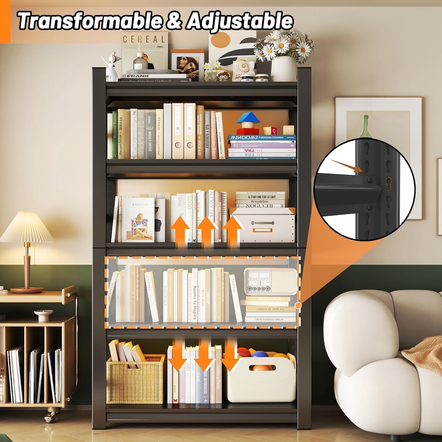 63''H Metal Garage Shelving, 5-Tier Heavy Duty Shelving Unit, Adjustable Garage Storage Shelves, Utility Rack Shelf for Industries, Warehouses, Basement(Black, 63''H*40''W*16''D, 5 Tier)
