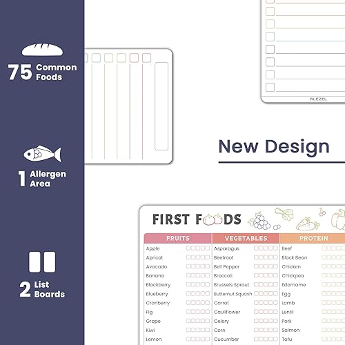 Vista 2 de Rastreador de Primeros Alimentos para Bebé para Nevera, Tabla Magnética de Borrado en Seco para Alimentos del Bebé, Incluye Imán de Lista