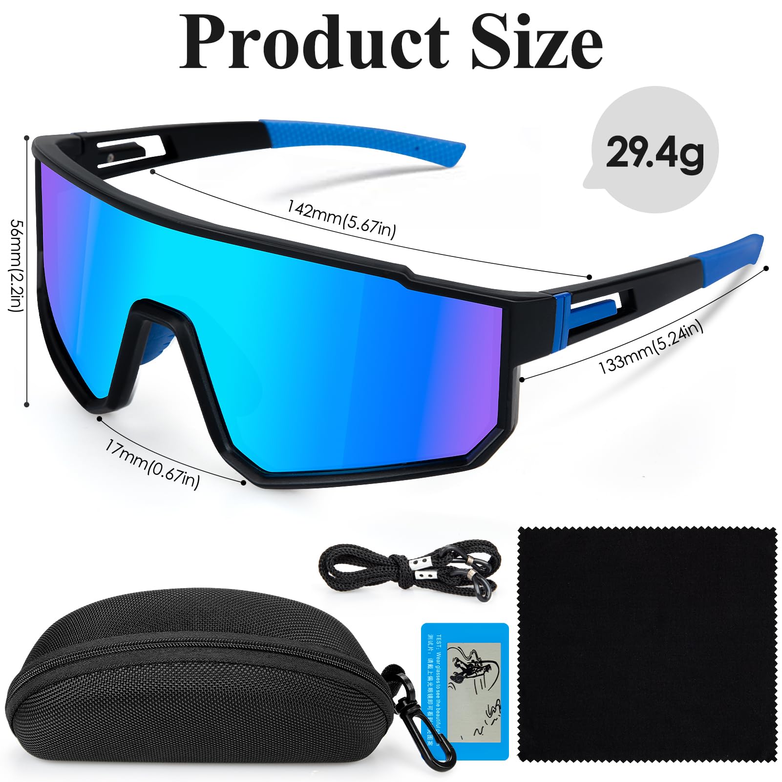 MELLIEX Occhiali da Sole Sportivi Uomo Donna, Occhiali Ciclismo Polarizzati, Occhiali Corsa con Protezione UV400, Occhiali Veloci Antiscivolo con Visione HD per MTB Strada Ciclismo Corsa