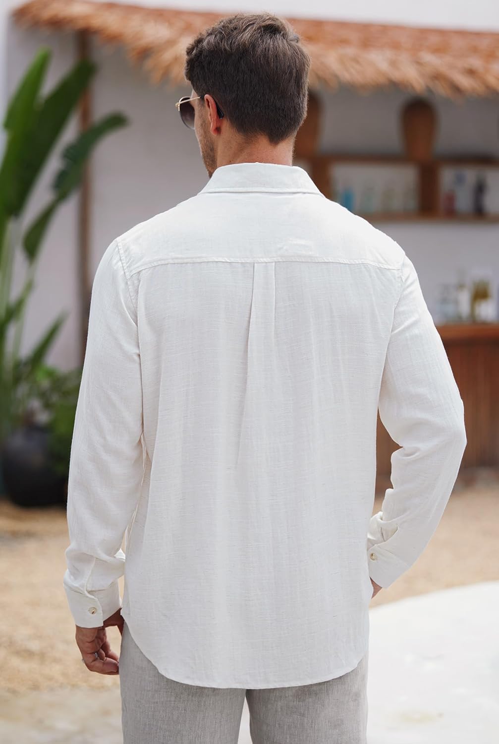 Men’s Vacation Casual Button Down Shirt Tencel Subtle Textured Shirts Lightweight Untucked Outfit for Beach (S-2XL) - Image 5