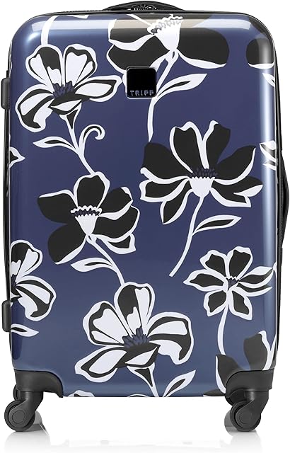 Tripp BlueWhite Lily Medium 4 Wheel Suitcase