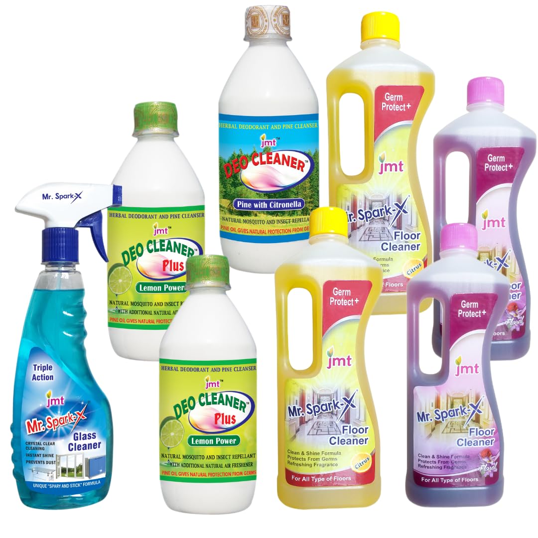 jmt Pack of Floor Cleaner Floral+Floor Cleaner Citrus +Deocleaner Plus Lemon Power+Deocleaner (Pine with Citronella) + Glass Cleaner