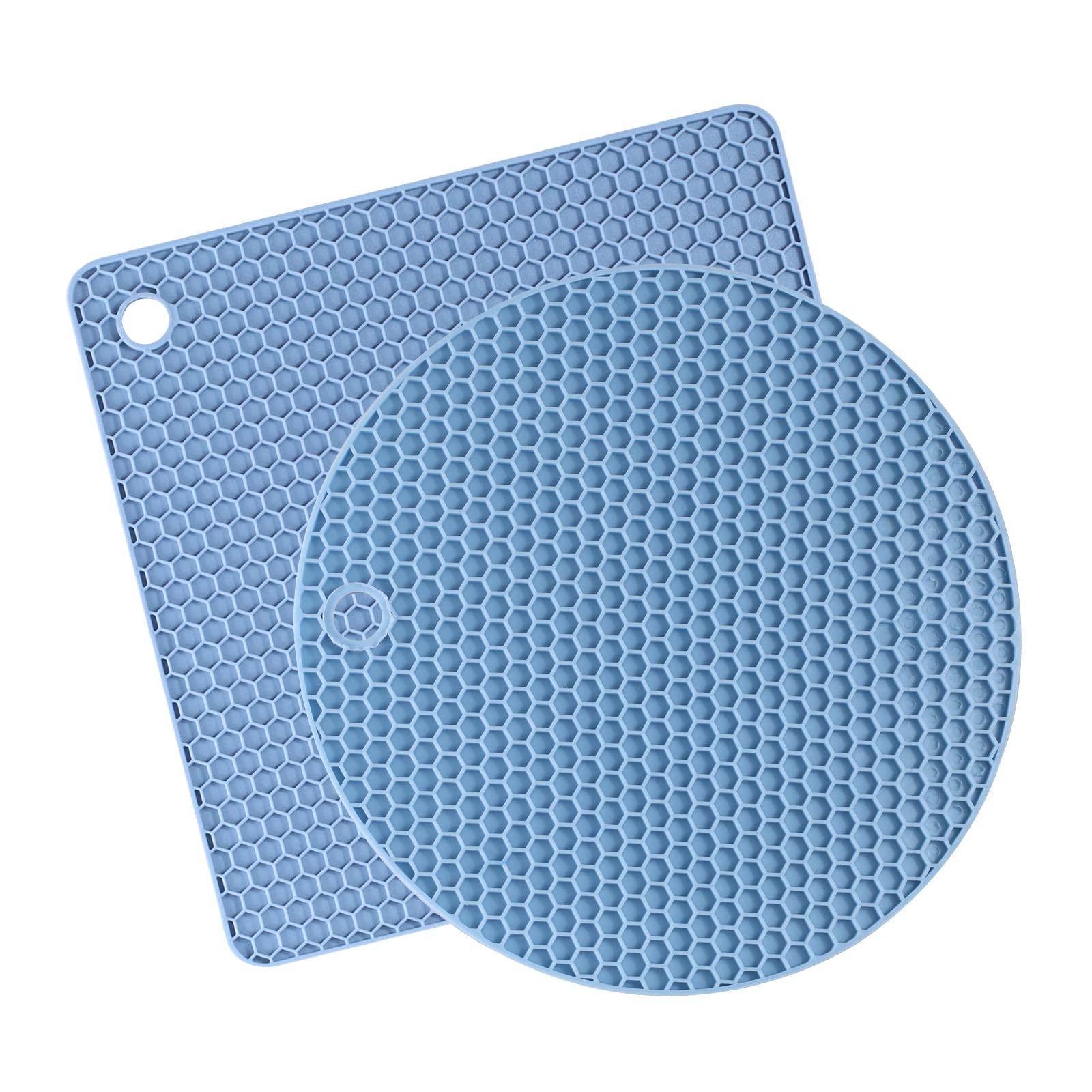 Daixers2 Pack Silicone Trivet Mat, Hot Pads Non-slip Insulation Mats for Home Kitchen (Blue)
