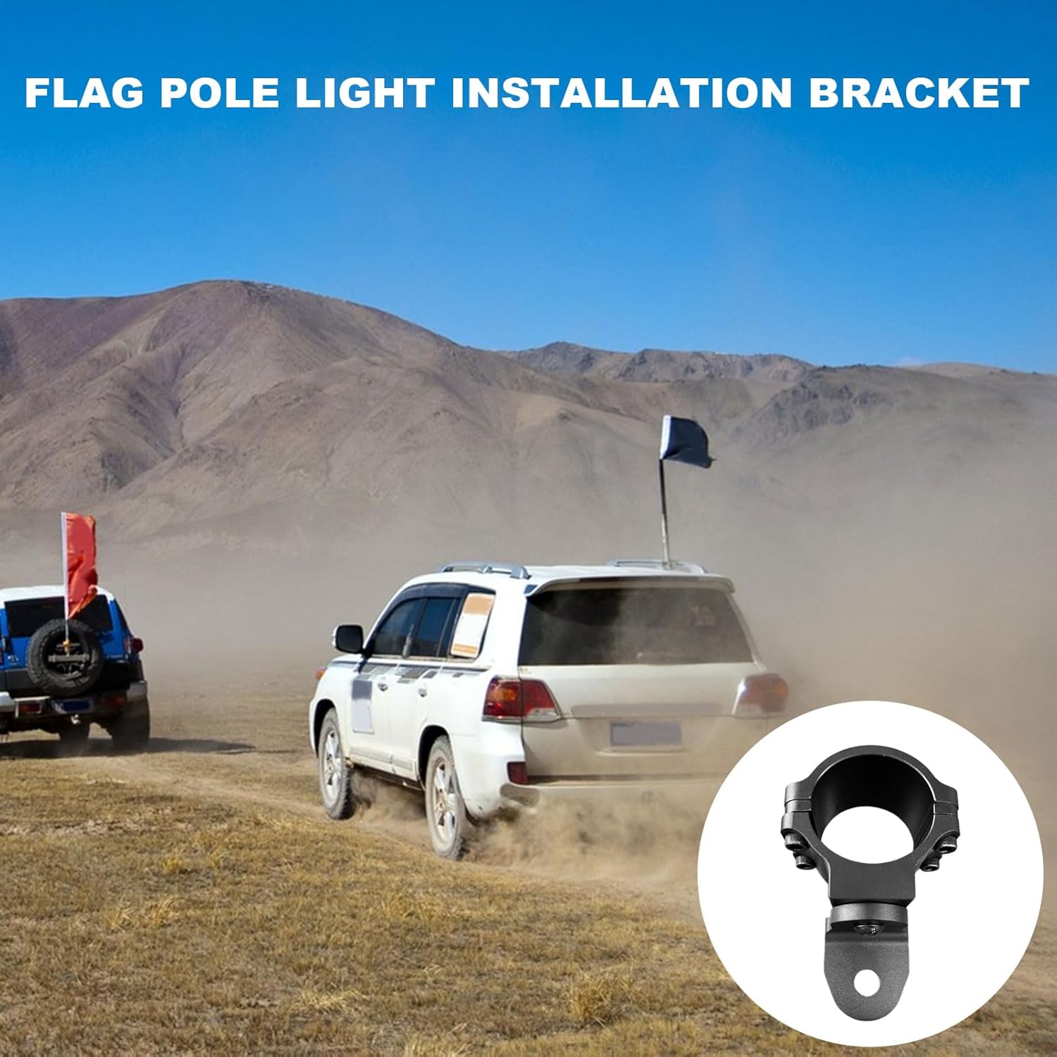 Whip Mount Bracket,360° Rotation Whip Light Clamp Flag Pole Holder - Off Road Lighting Accessories, Supplies, Light Bar Mount for 1.75" & 2" Roll Cage
