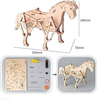 Amazon | TISHITA 3D メカニカル 馬 ウッドクラフト 馬 モデル ギフト