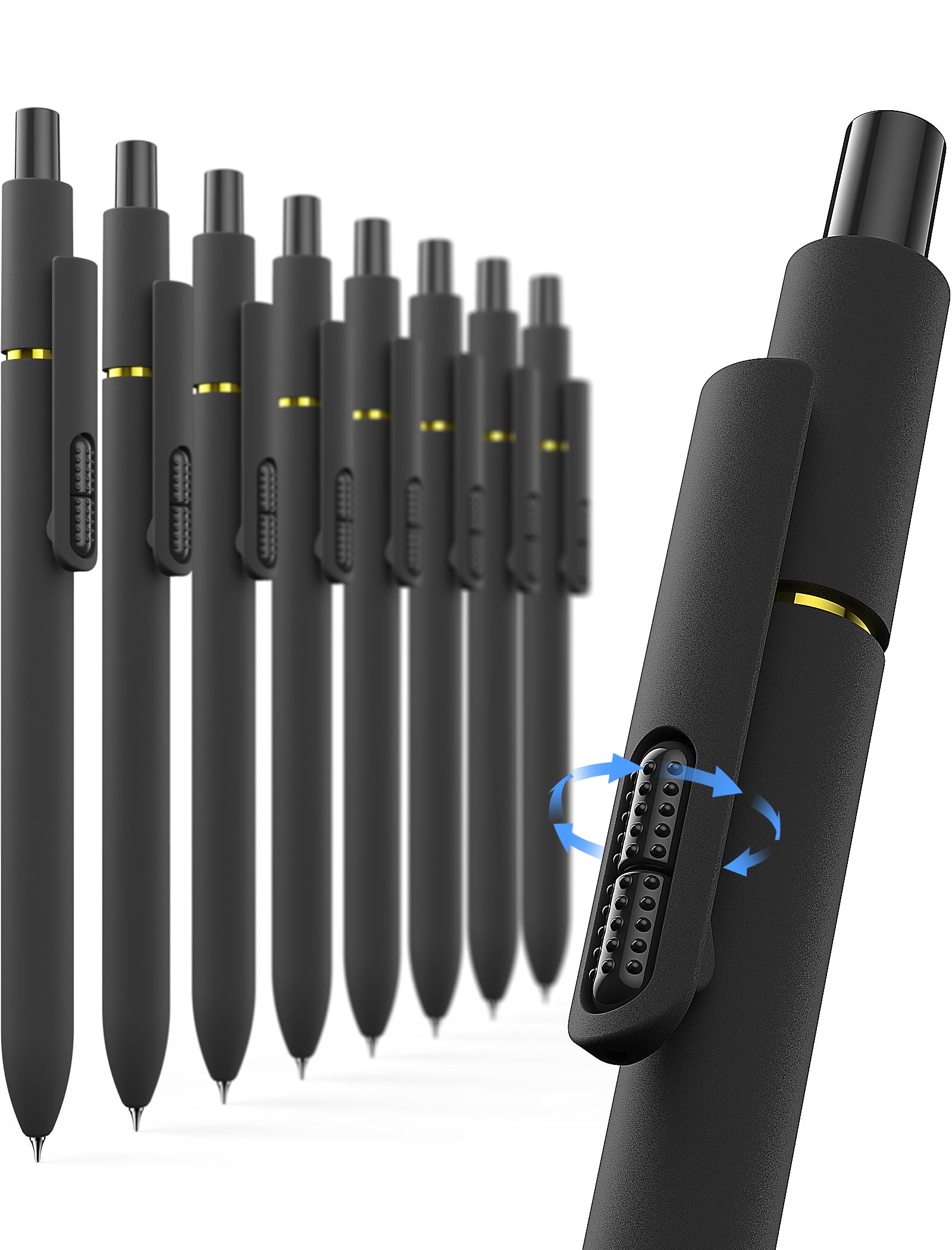 Hiacry 8 Pcs Gel Pens, Quick-Dry Long Lasting Black Ink-0.7mm Fine Point