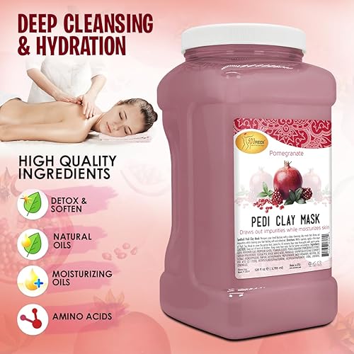 Miniatura 5 de SPA REDI - Máscara de arcilla, granada, 128 onzas - Pedicura y limpieza profunda corporal, purificación de poros de la piel, desintoxicante e
