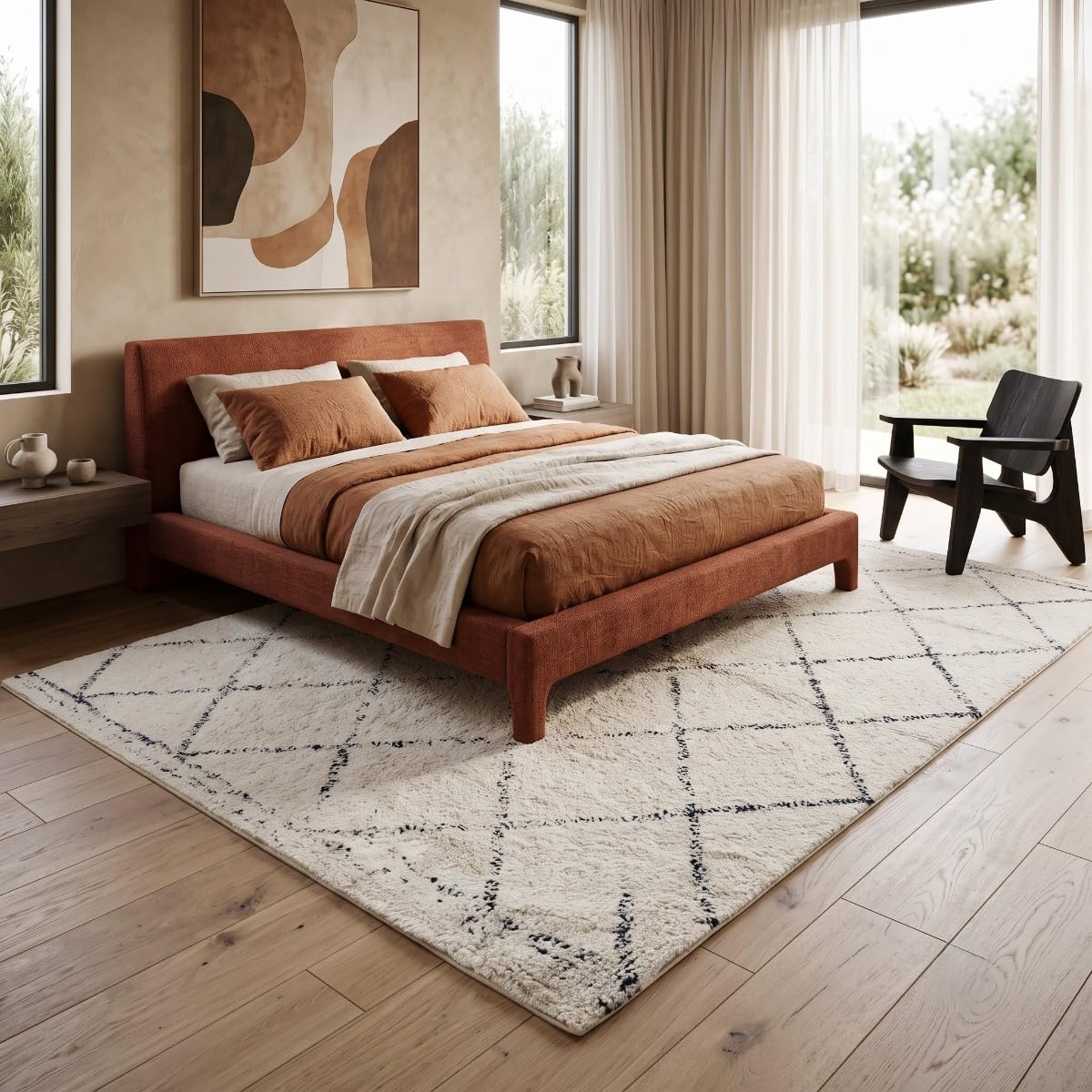 Thedecofactory Tapis berbère en Coton Motifs Losanges écru Naturel 120x170