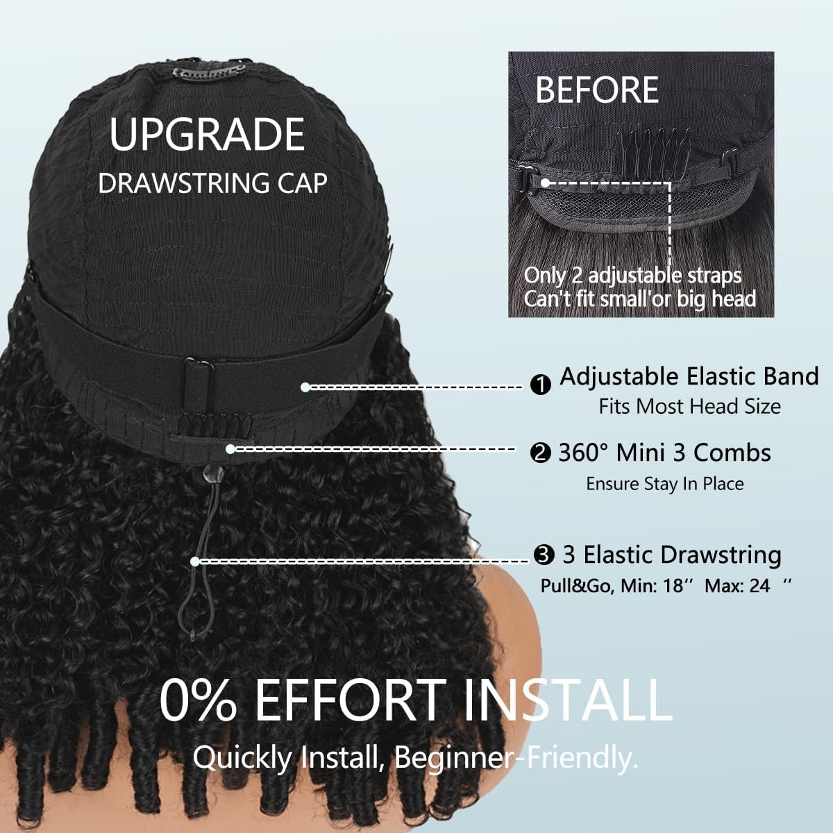 Pelucas Mujer Pelo Natural Humano Burmese Kinky Curly v Part Wig Human Hair Glueless 16 Pulgadas