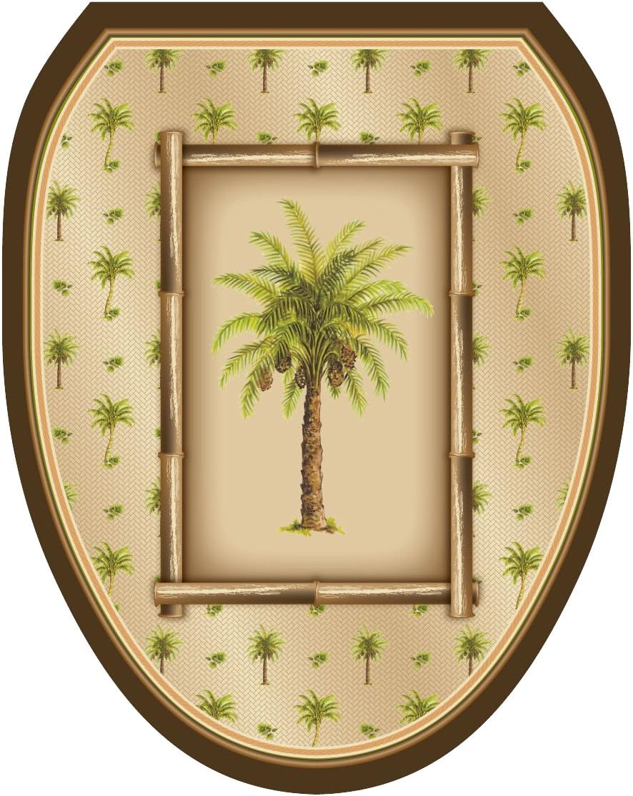 Toilet Tattoos, Toilet Seat Cover Decal,Bahamas Breeze Palm Tree, Size Elongated