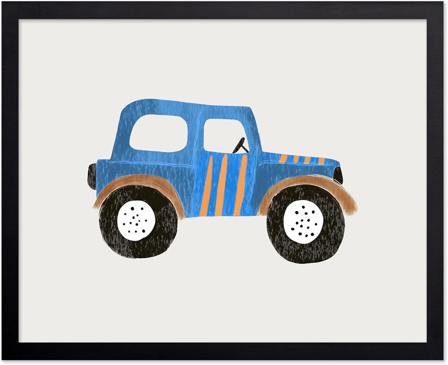 Poster Master Cartoon Train Print - Nursery Poster - Cute Steam Train Art - Pastel Color Wall Design - Toddler Playroom Art - Boho Kid's Room or Nursery Wall Decor - 16x20 Beige Framed